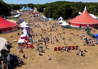 Drone photo over RecFest Uk fields of Knebworth