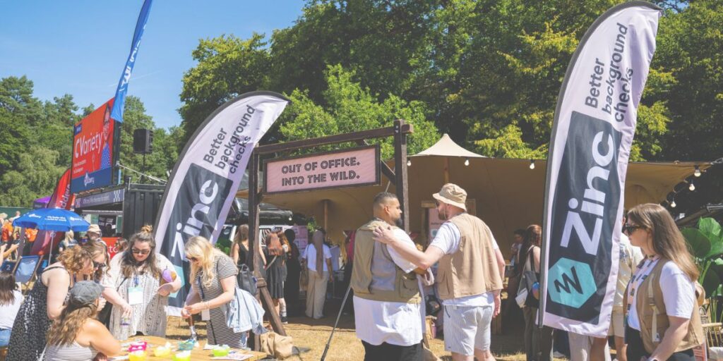 Vendors exhibiting at RecFest Uk, whilst TA professional are happy shaking hands and networking